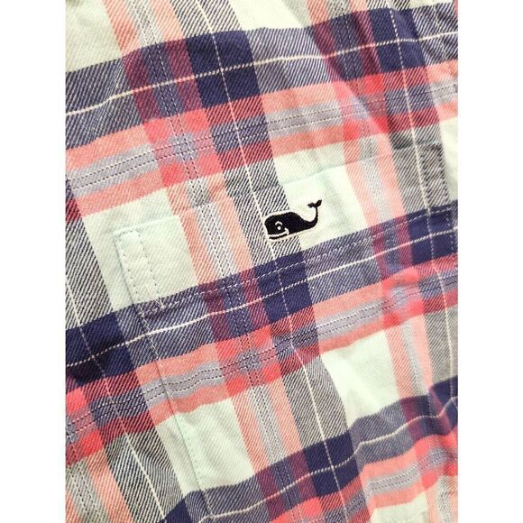Vineyard vines Linen blend Classic fit button up shirt plaid mens SMALL - Picture 7 of 8